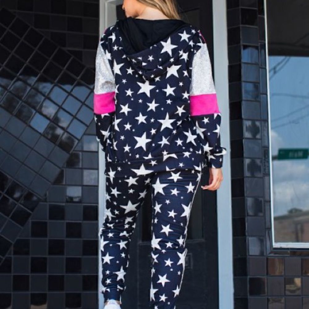 L & B Stars and Sequin Stripes Jogger Set - Picture 3 of 3